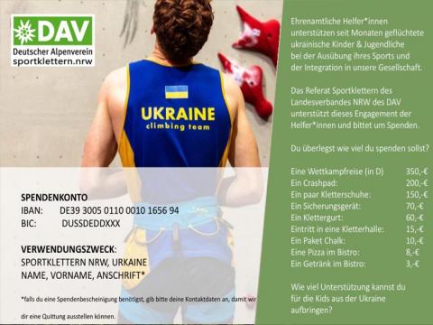 Spendenaufruf für ukrainische Kletterer